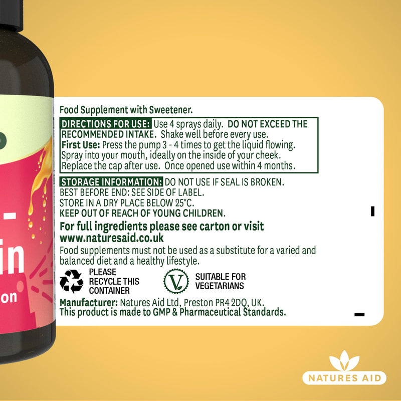 Natures Aid Multivitamin Daily Oral Spray 30ml - Natural High Strength Supports Energy Tiredness Fatigue Healthy Immune & Nervous System - Pill Tablet Capsule Free Liquid Supplement 2-Month Supply Multivitamin Spray 30ml