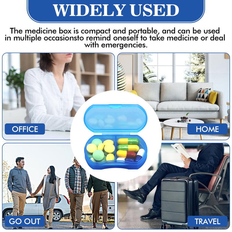 Mini Pill Case INVODA Portable AM & PM Daily Pill Organizer for Purse | Food Grade PP Material, Fit in Pockets or Handbags, for Vitamins, Fish Oil, Tablets Blue 1pcs