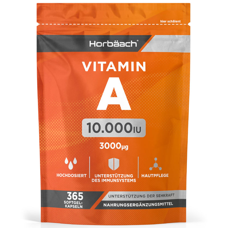 [Australia] - Vitamin A high dose 10000 IU | 1 year supply | Eye vitamins | Retinol for skin, cells & immune system | Horbaach 