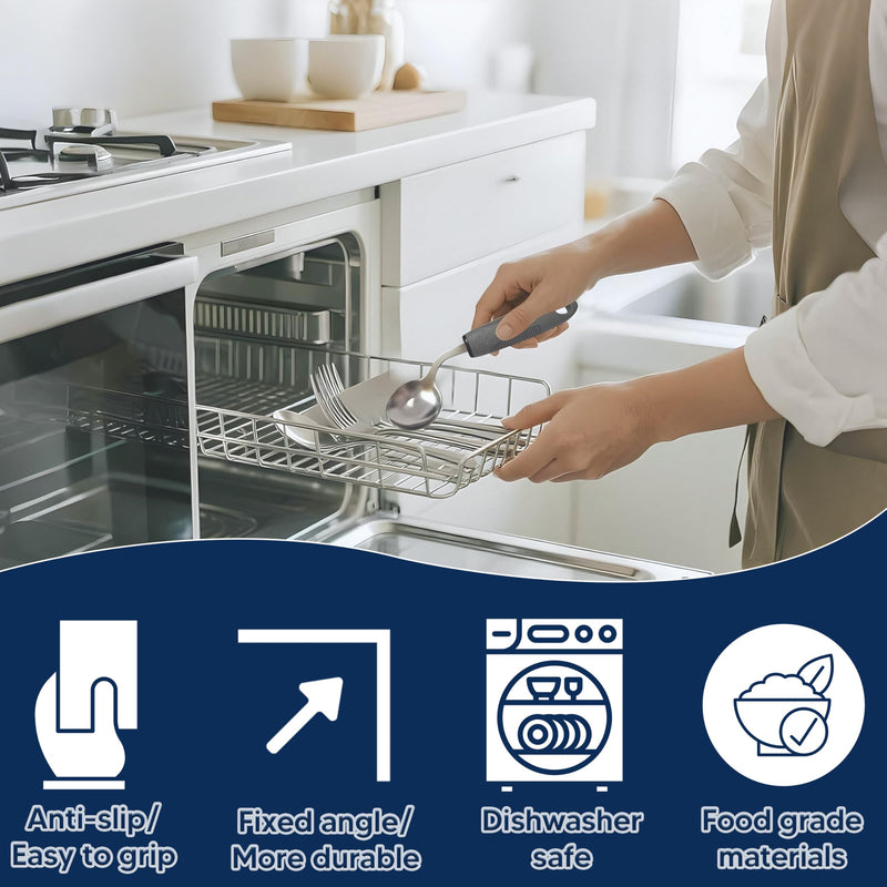 4 pcs Disabled Cutlery for Adults Easy Grip Cutlery for Disabled Eating Aids for Adults Arthritic Hands Comfort Grips Great for The Elderly Tremors and Trembling Hands Right Handed
