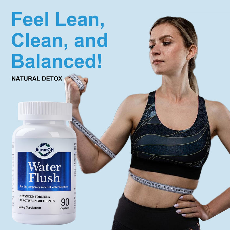 Diuretic Water Retention Capsules for Weight Control, Water Detox, Water Balance Support,12 Herbal Extract, Instant Relief from Bloat and Swelling for Women & Men, Lymphatic Drainage 90 Vegan Capsules