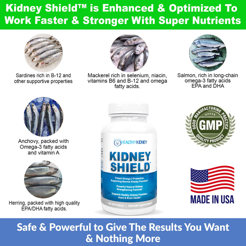Kidney Shield Support Omega 3 Kidney Cleanse Kidney-D Supplement Vitamin D Bundle