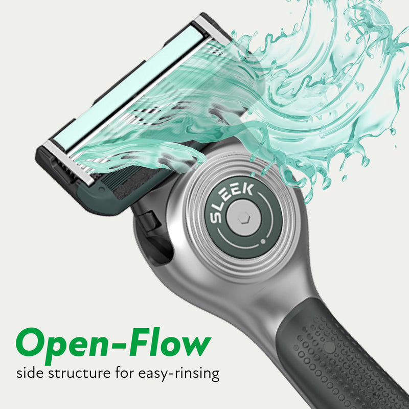 [Australia] - DORCO SLEEK Six Blade Razor System with Multi-Flex Technology, Precision Shaving Razor Handle, Includes 2 Cartridges 