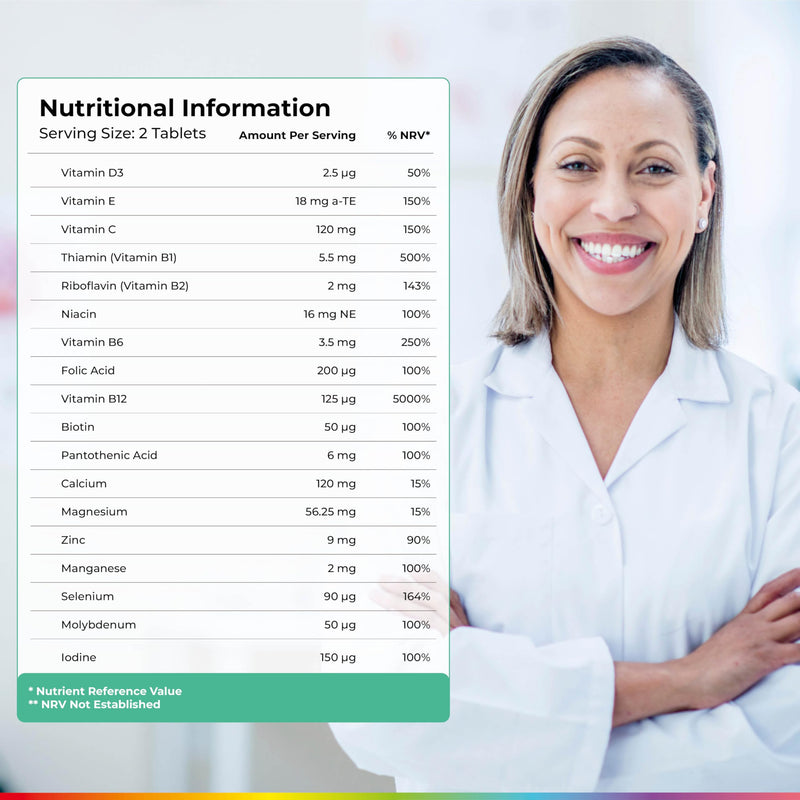 Health & Her Multivitamin Tablets for Women Taking HRT, Supplement with 18 Key Nutrients, Vegan & Gluten Free, 60-Day Supply, 120 Tablets 60 count (Pack of 2)