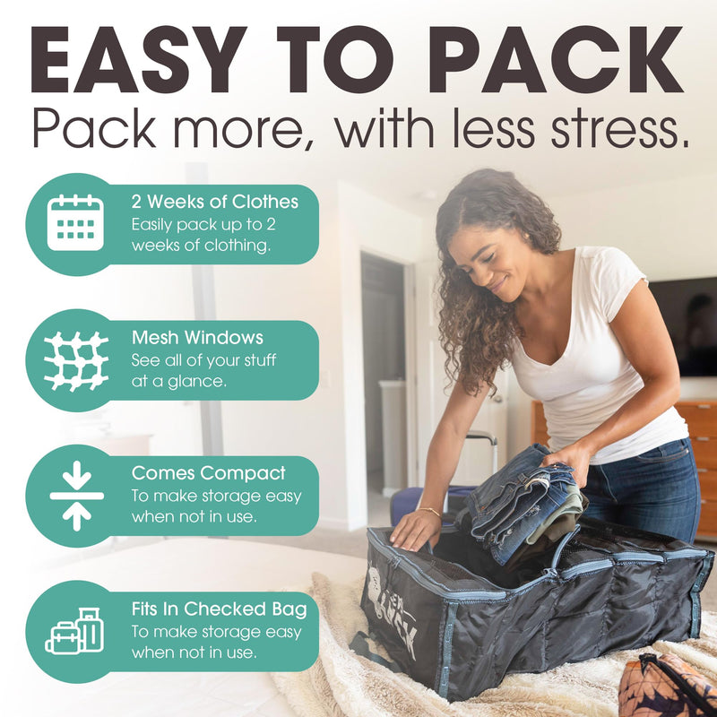 Hanging Carry-On Organizer - Our Fitted Hanging Luggage Organizer Perfectly Fits Any Carry On - Our Packing Cubes For Travel Use Mesh Windows to Make Finding Clothes Easy (Black, M) Medium (Carry-On) Black