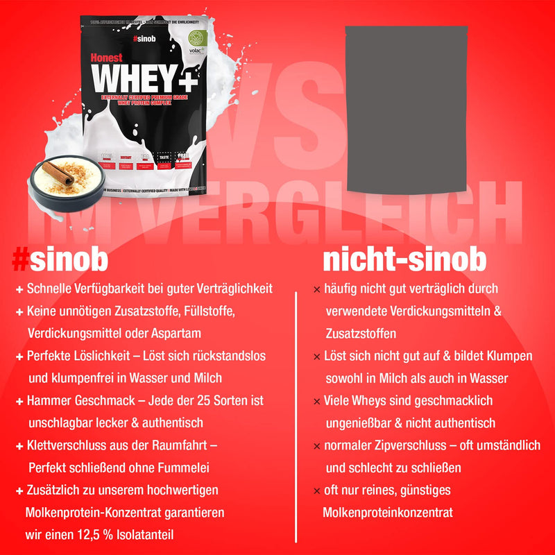 [Australia] - Honest Whey Protein Powder (Cinnamon Rice Pudding) 1 x 820 g with 12.5% isolate content. Instant soluble egg white protein powder with EAA & BCAA from fresh pasture milk. Optimal muscle building. Rice pudding cinnamon 27 portions (pack of 1) 