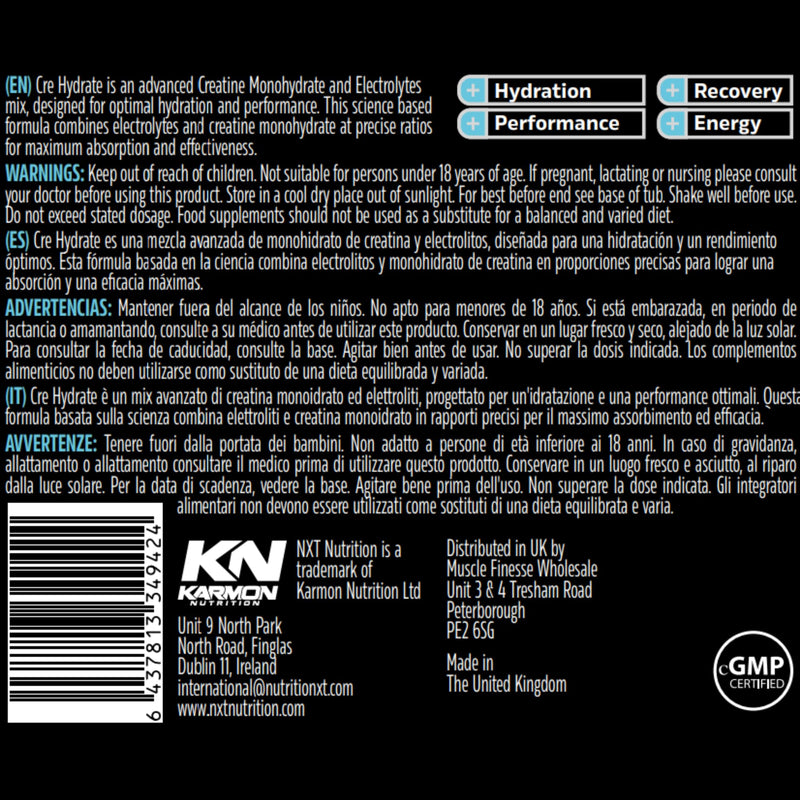NXT Nutrition Creatine Powder and Electrolyte Mix, 100% Pure Creatine Monohydrate Powder for Strength and Power with Hydrating Electrolytes (180g, Ice Burst) 180g