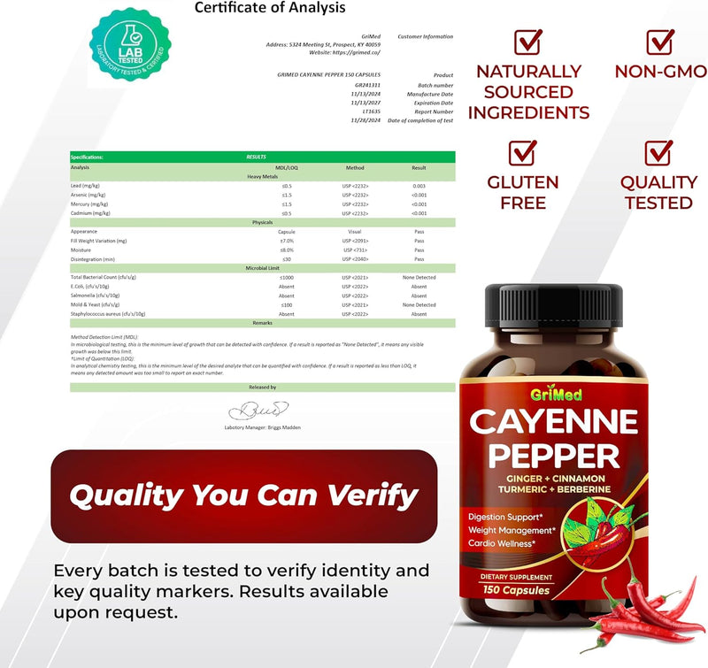 Organic Cayenne Pepper 9IN1 Complex with Cinnamon, Ginger, Turmeric for Overall Health, Immune System, Digestion Wellness (150 Count (Pack of 1)) 150 count (pack of 1)