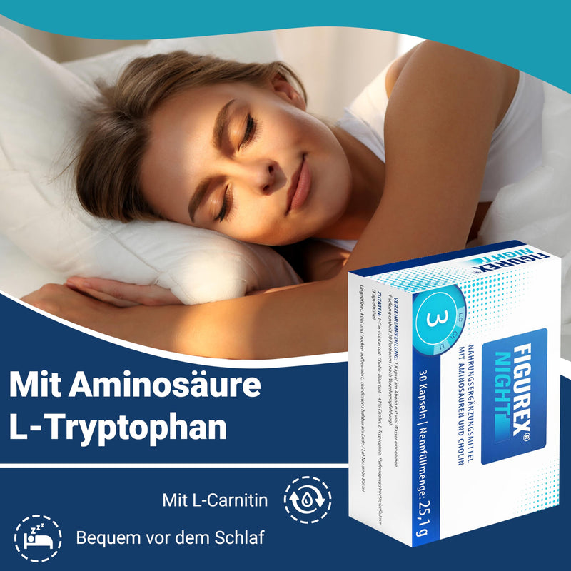 [Australia] - FIGUREX Night metabolism capsules with choline for the night, innovative formula with L-tryptophan, L-carnitine, 30 capsules 