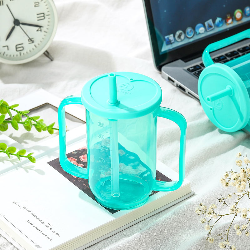 [Australia] - 3 Pcs Adult Sippy Cups 2 Handles Straw Cups Plastic Spill Proof Drinking Cups with Straw Lid for Adults Liquid Feeding Elderly Disabled Hospital Patients Convalescent 3 