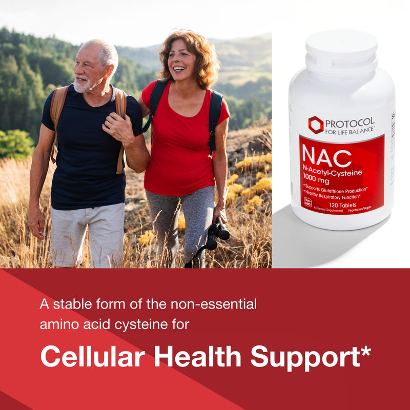 [Australia] - PROTOCOL FOR LIFE BALANCE NAC N-Acetyl Cysteine 1000mg - Glutathione Production & Respiratory Function - 120 Tabs 