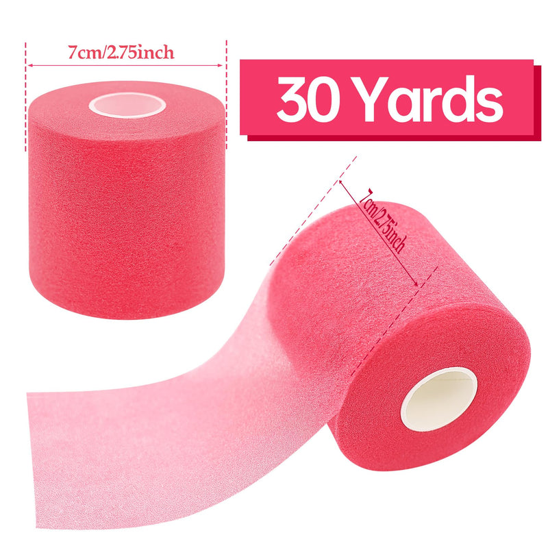 Dimora Pre Wrap Athletic, 4 Rolls Prewrap Headband for Hair, 120 Yards Foam Underwrap Athletic Tape, Best Padding for Underneath Sports Tape, 2.75 Inches x 30 Yards - Rose Red