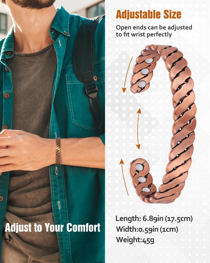 [Australia] - Jecanori Copper Magnetic Bracelets for Men and Women‚ÄìEffective Pure Copper Bracelet ‚Äì Adjustable Cuff Bangles Twisted Copper 
