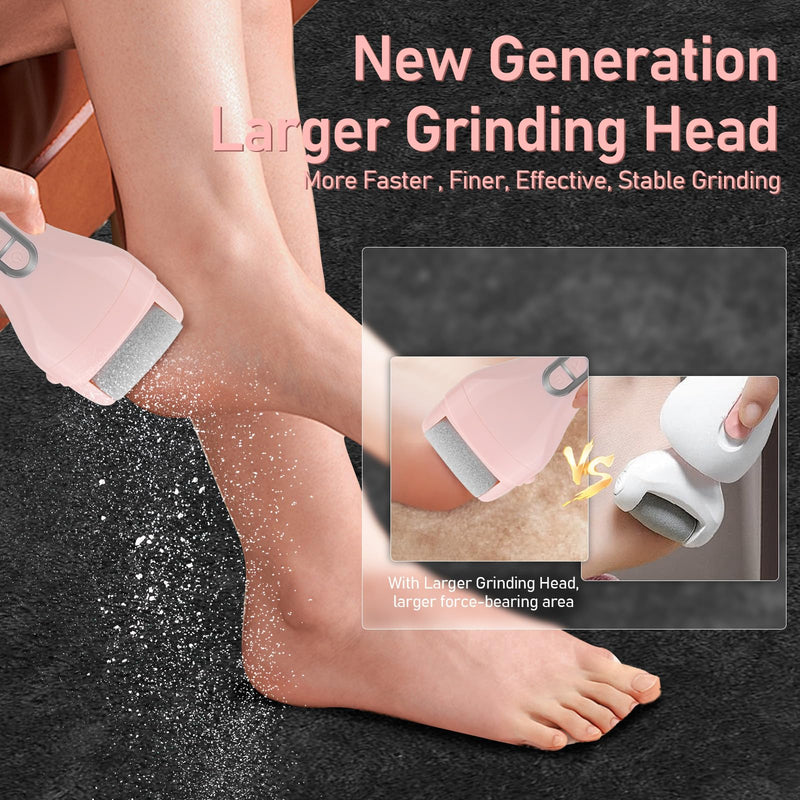 [Australia] - Electric Callus Remover for Feet - with 9pcs Larger Grinding Head, Portable Pedicure Kit Foot File Callus Remover, Rechargeable Waterproof Foot File for Foot Care Deadskin Remover LCD Display-Pink Pink Callus remover with 9Head 