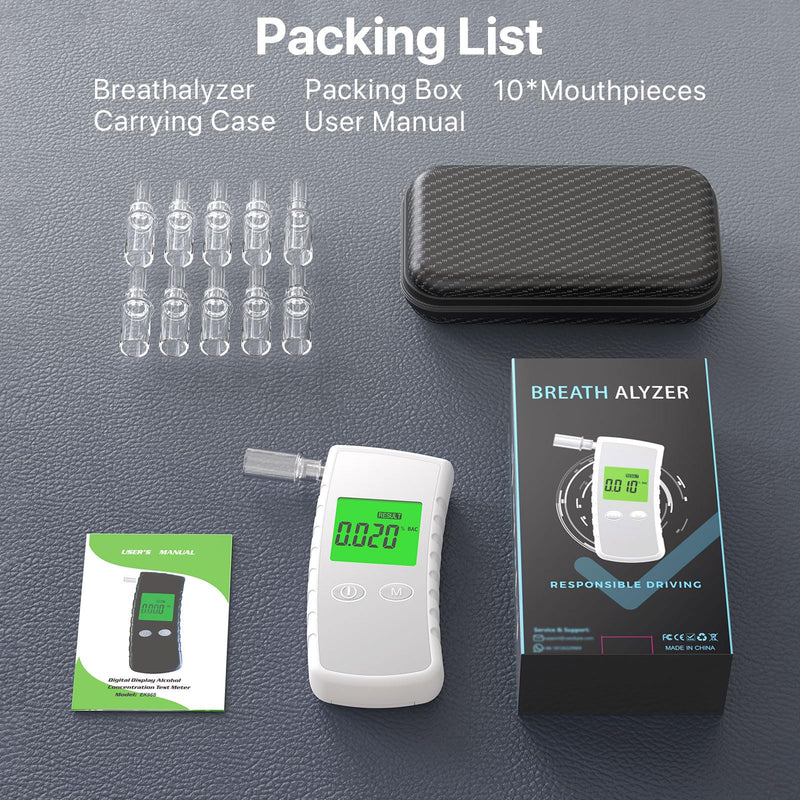 2026 Upgraded Breathalyzer,Breathalyzers for Alcohol with LCD Display,Alcoho Tester with 10 Mouthpieces,Portable Alcohol Tester for Home and Party Use | LCD Digital Display, clear readings, visible even in low light