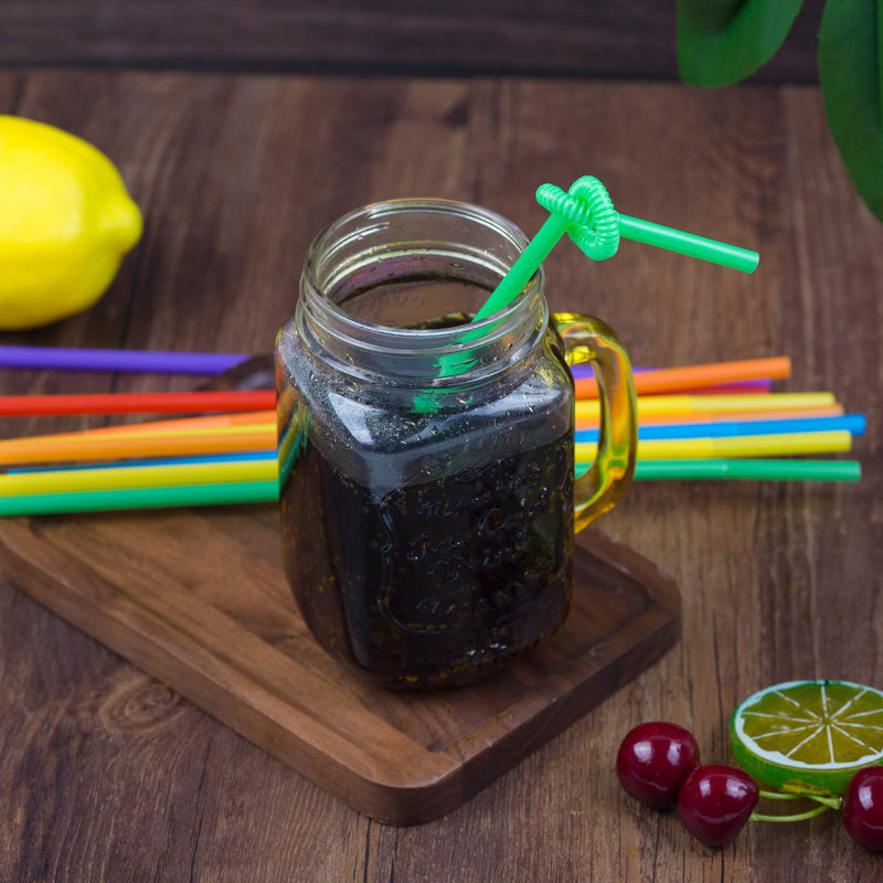 [Australia] - 300 Pcs Colorful Flexible Plastic Straws, BPA-Free Disposable Bendy Straws, 10.2" Long and 0.23'' Diameter Multicolor 
