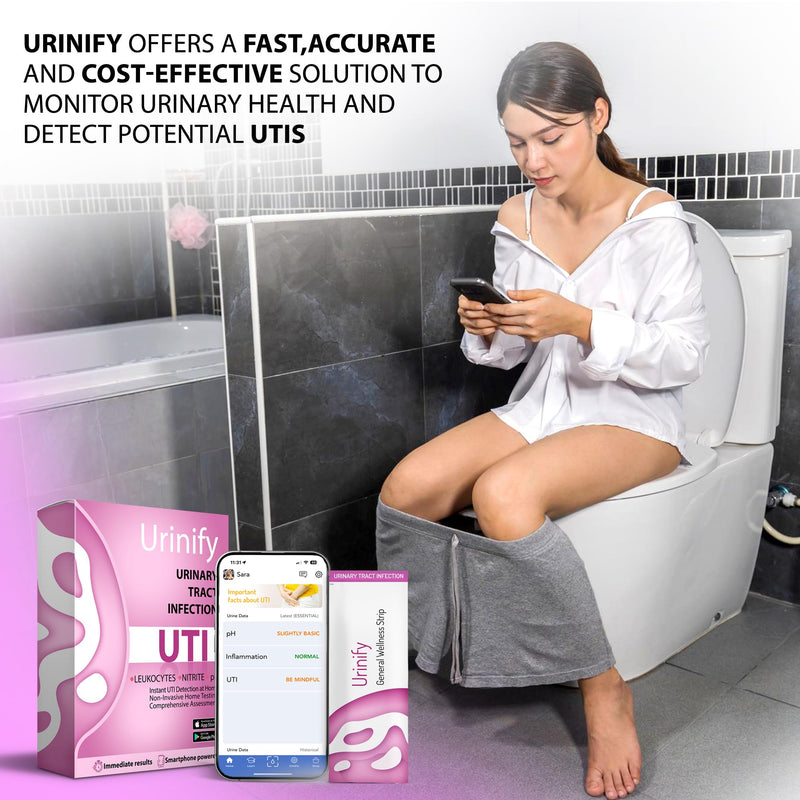 [URINIFY UTI] Mobile App at Home Urinary Tract Infection (UTI) Test Strips, Urine Test Strips, Urinary pH Test Strips, urinalysis Test, Leukocytes, Nitrite, and pH (5 Counts (Pack of 1)) 5 Count (Pack of 1)