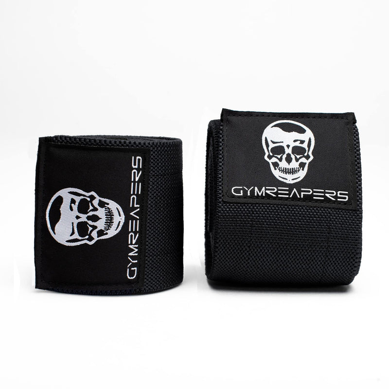 [Australia] - Gymreapers Weightlifting Elbow Wraps (1 Pair) - Flexible 40'' Elbow Compression Strap & Joint Support Brace - For Bench Press, Powerlifting, and Pressing (Black) Black 