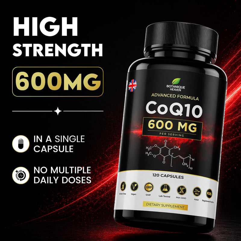 CoQ10 600mg Per Capsule – High Potency Coenzyme Q10 (Ubiquinone) – 120 Vegan Capsules – One Per Day – Clean Formula – Non-GMO & Gluten Free Supplement