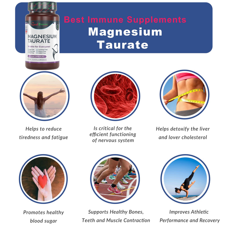 [Australia] - Natural magnesium taurate 500mg premium quality ideal strength 100 vegan capsules highest bioavailability 