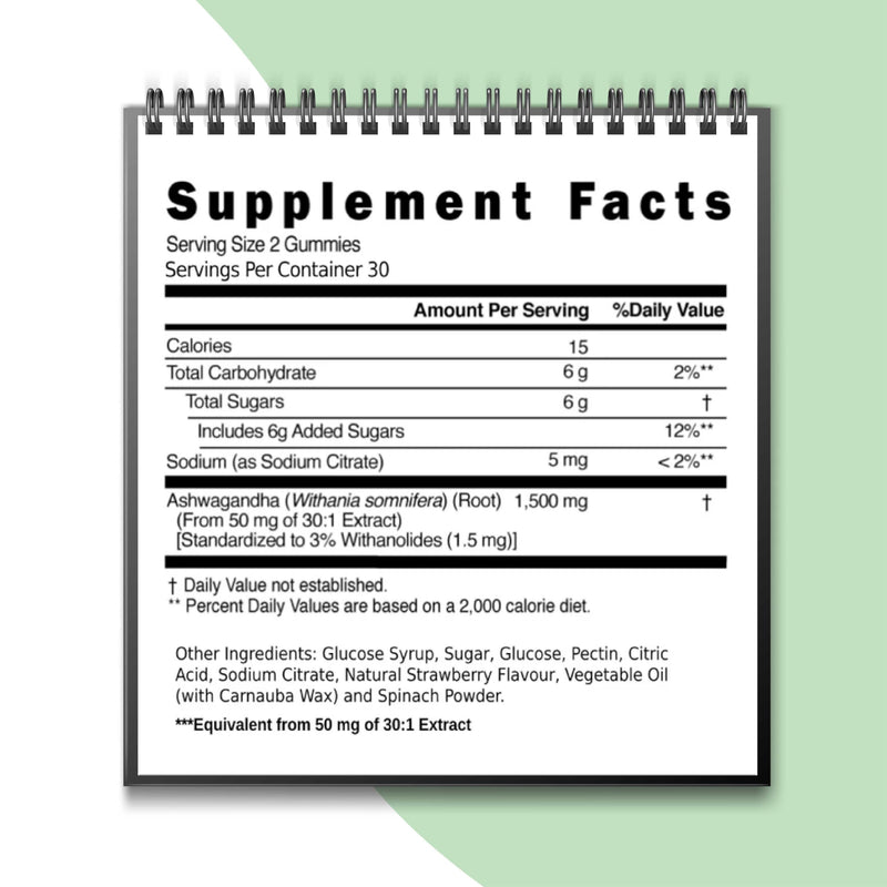 Ashwagandha Root Extract Gummies, 1500mg High-Strength Adaptogen Blend, 60 Strawberry Flavoured Gummies, Supporting Stress Relief, Mood, Hormone Balance & Natural Vitality. Ashwagandha