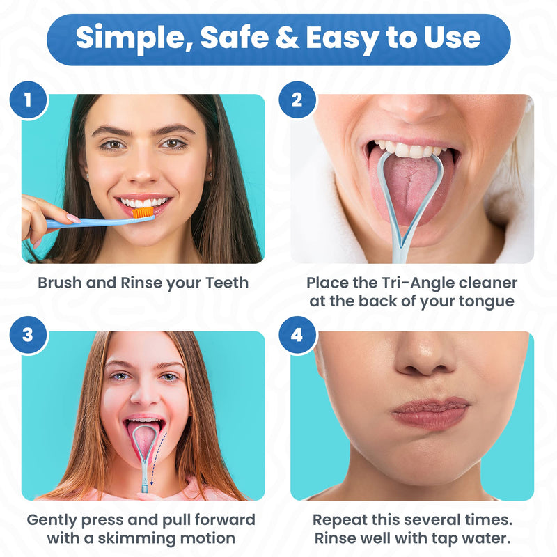 [Australia] - Dr. Nick’s White & Healthy Tongue Scraper (3 pack), Dentist Designed to Cure Bad Breath, Easy to Use Plastic Tounge Scraper Cleaner Maintains Oral Care for Adults (Green Blue & White) Green Blue & White 