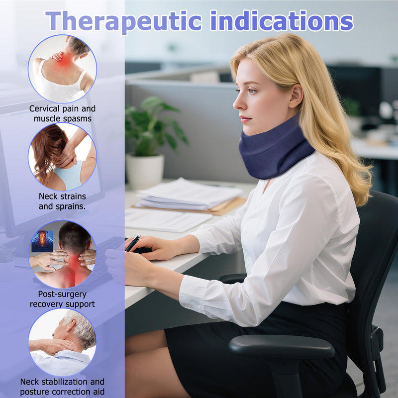 [Australia] - Ergonomic Neck Brace for Neck Pain Relief and Support, Soft Foam Cervical Collar for Sleeping, Aligns and Stabilizes Vertebrae, Relieves Cervical Spine Pressure, Suitable for Women & Men, Blue 