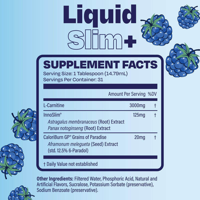 [Australia] - Liquid Slim ‚Äì Advanced Liquid L-Carnitine 3000mg with CaloriBurn GP¬Æ and InnoSlim¬Æ, Stimulant Free, Zero Calorie, Sugar Free, Blue Razz Flavor, 31 Servings 