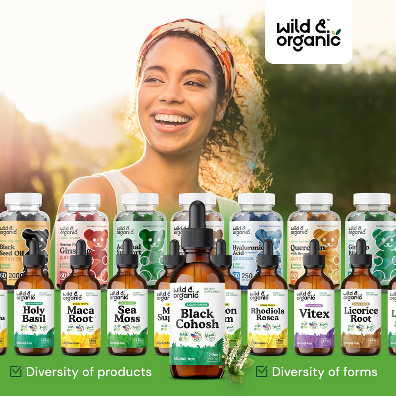 [Australia] - Wild & Organic Black Cohosh Liquid Drops 540 mg - Herbal Supplements for Women - Liquid Black Cohosh Extract Tincture - 2-Month Supply - Vegan, Sugar & Alcohol-Free - 2 fl oz 2 Fl Oz (Pack of 1) 