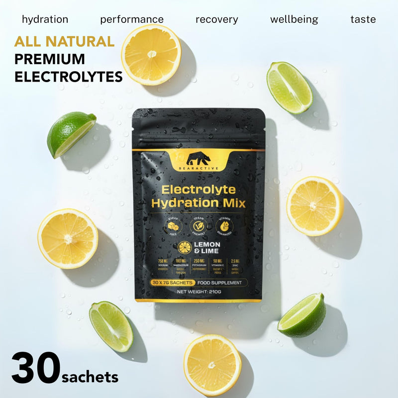 Electrolytes Powder Sachets – Sugar-Free Hydration & Rehydration Drink – Lemon Lime Flavour – Electrolytes Sachets with Vitamins C & B12 - Vegan (30 Servings (Pack of 1), Lemon & Lime) 30 Servings (Pack of 1)