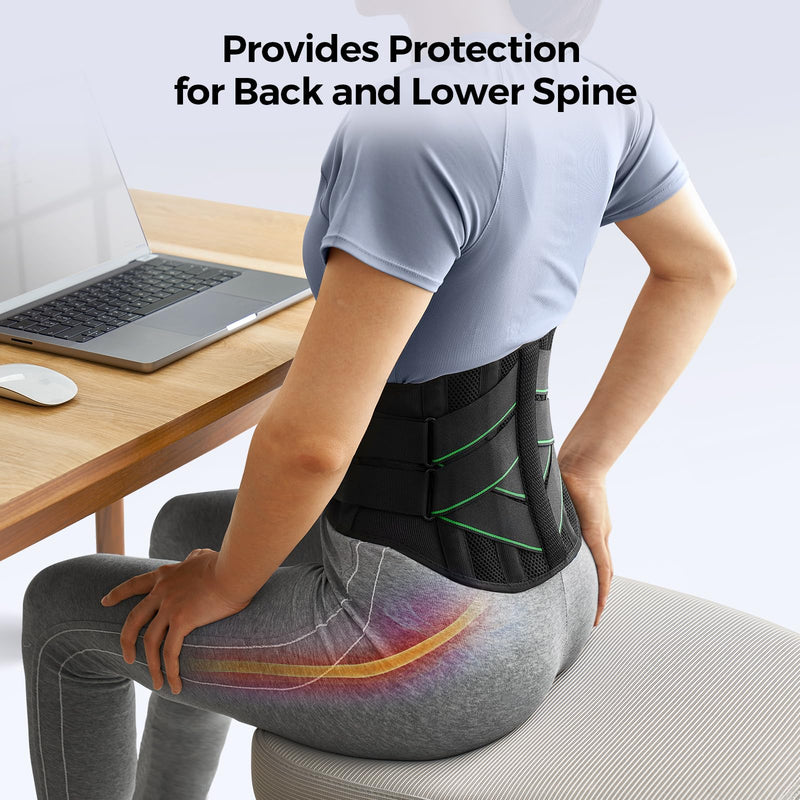 [Australia] - FREETOO Back Brace for Men Lower Back Pain with 7 Metal Stays, for Sciatica, Herniated Disc, Scoliosis and More Pain Relief! Breathable Back Support Belt for Women Work with Soft Pad, Lightweight Lumbar Support for Dairly Activity M(Waist:33"-39") Black 