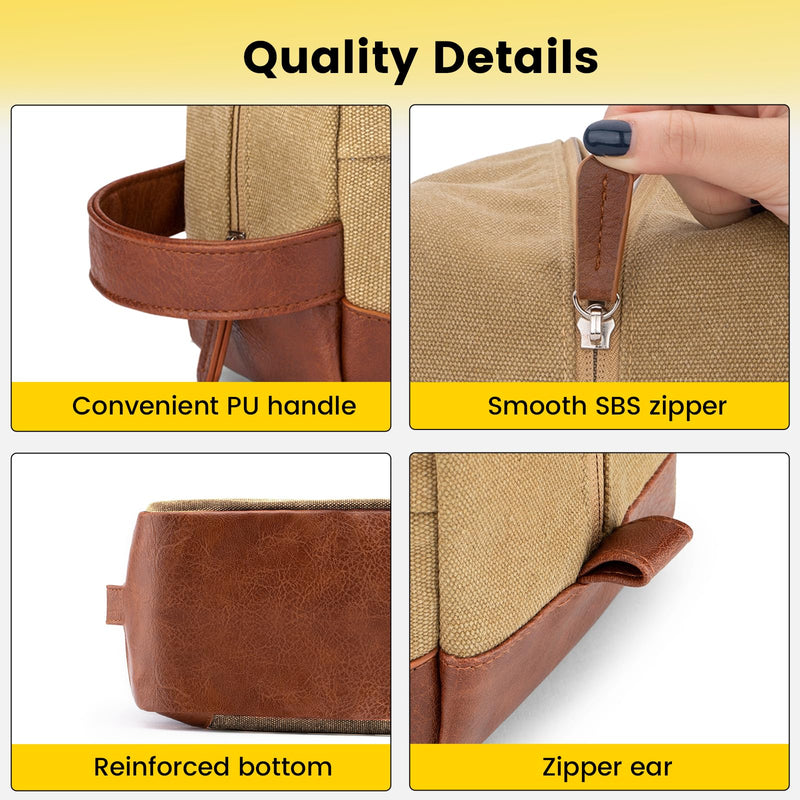 Vorspack Travel Toiletry Bag - Hanging Toiletry Bag for Men Water Resistant Canvas Shaving Bag with Large Capacity for Travel - Brown (Pack of 2) Medium (Pack of 2)