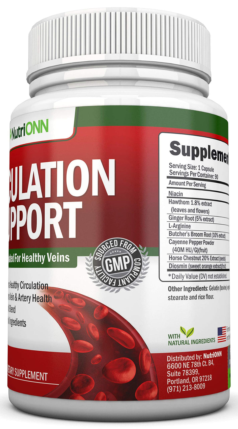 [Australia] - Blood Circulation Support - All Herbal Supplement For Healthy Blood Flow, Arteries & Veins - Promotes Leg Comfort - With Hawthorn, Niacin, L-Arginine, Butcher’s Broom, Cayenne Pepper, Horse Chestnut 