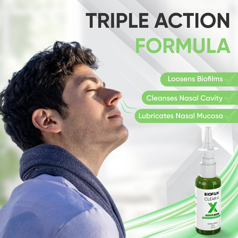 BioFilm Clear-X Nasal Spray with EDTA, Xylitol and Grapefruit Seed Extract, 2 fl oz 60 ml, 500 Sprays per Bottle