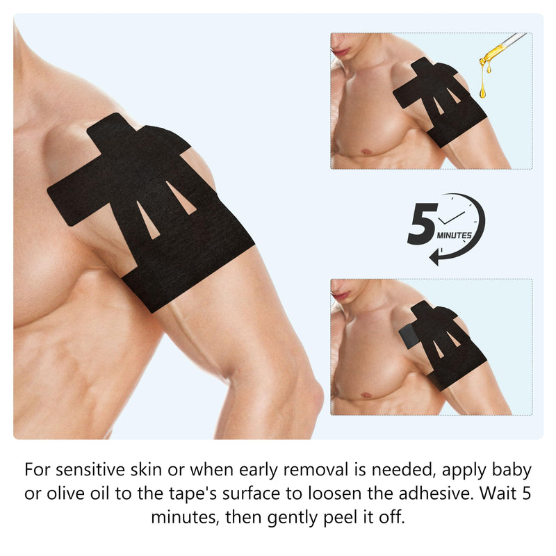 [Australia] - Precut Kinesiology Tape for Shoulder ‚Äì 14 PCS Elastic Shoulder Support Tape, Waterproof & Breathable, Hypoallergenic Sports Tape for Pain Relief, Black 14pcs 