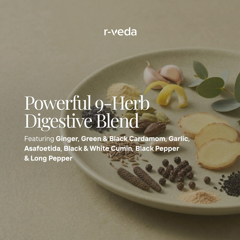 Baba’s Blend 9 Herb Digestive Aid | Ayurvedic Herbal Supplements for Gut Health & Digestion | 60 Vegan Capsules | Powerful Blend with Black Pepper, Ginger & Asafoetida | Made in UK