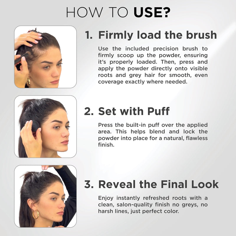 THICK FIBER Root Touch Up Powder - Water & Sweat Resistant Hair Loss Concealer Set for Thinning Hair Women, Includes Brush (Black) Black 0.14 Ounce (Pack of 1)