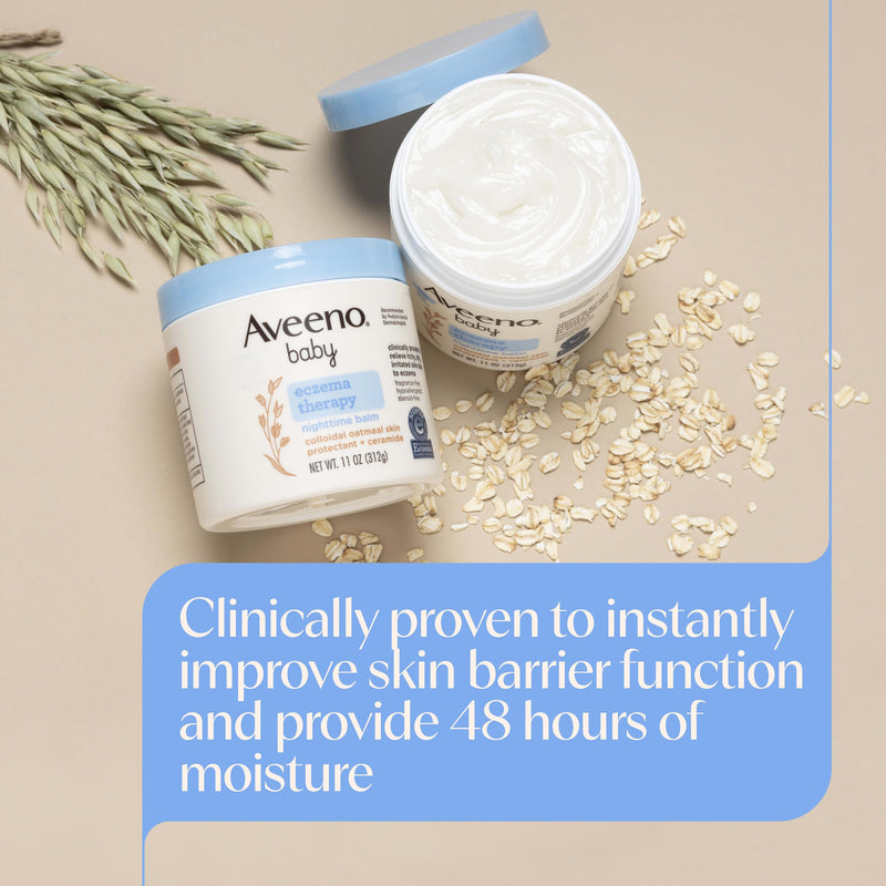 Aveeno Baby Eczema Therapy Nighttime Body Balm, Moisturizing Eczema Balm for Babies with Colloidal Oat & Ceramide, Soothes Dry, Itchy Skin, Hypoallergenic, Fragrance & Steroid Free, 11 oz 11 Ounce (Pack of 1)