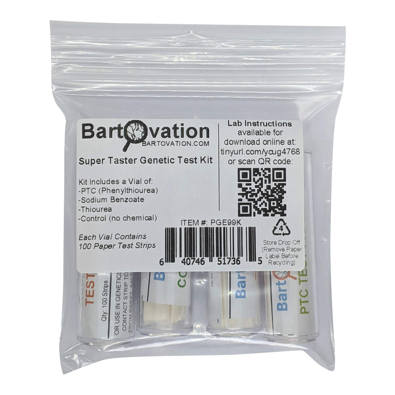 [Australia] - Bartovation Super Taster Test Genetics Lab Kit with Instructions, Phenylthiourea (PTC), Sodium Benzoate [Each Vial Includes 100 Paper Strips] 