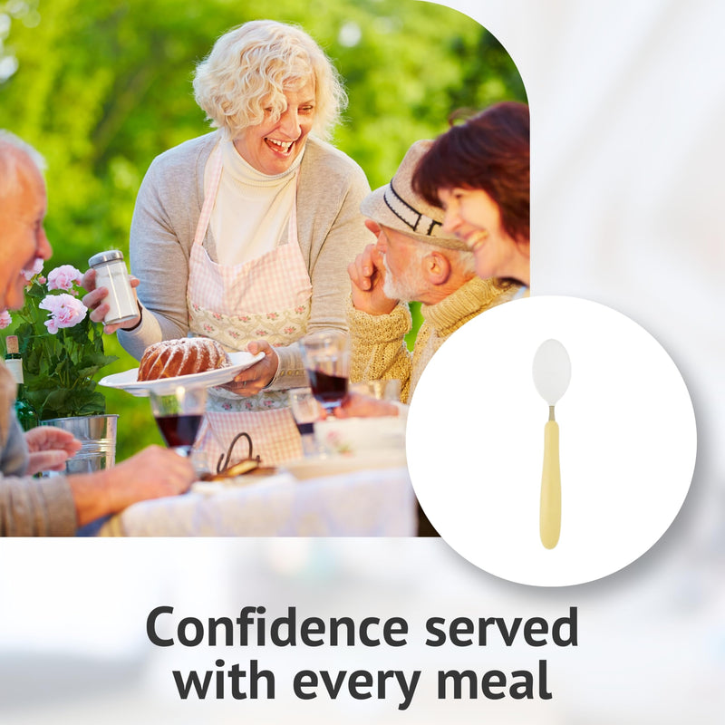 HOMECRAFT Caring Cutlery , Ivory Handle Soft Coated Teaspoon (Eligible for VAT Relief in the UK) Stainless Steel Eating Utensil , Silverware for Weak Grip , Restricted Movement , Elderly , Disabled Single