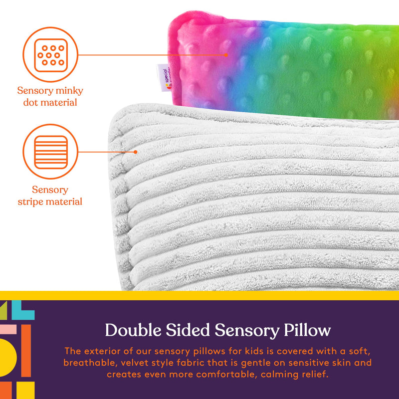[Australia] - Special Supplies Vibrating Pillow Sensory Pressure Activated for Kids and Adults, 12” x 12” Plush Minky Soft Cover, Colorful 