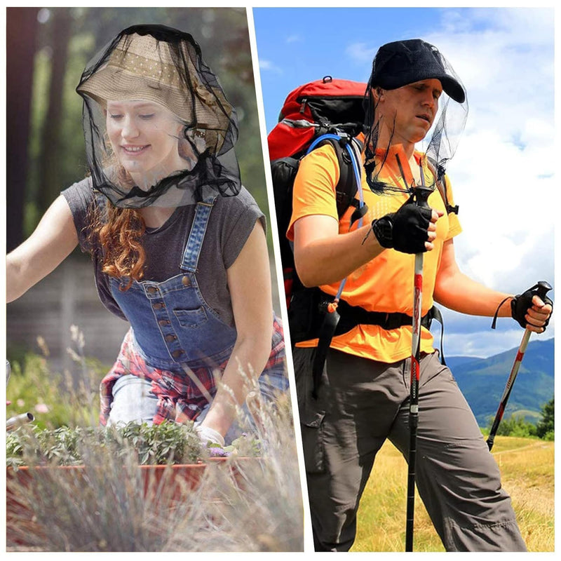 [Australia] - Mosquito Net Head, Pack of 2 Mosquito Head Net with Carry Bag, Head Net Face Mesh Head Cover, Mosquito Net Hat for Face Insect Protection Hat for Outdoor Fishing Beekeeping Camping (Black) 