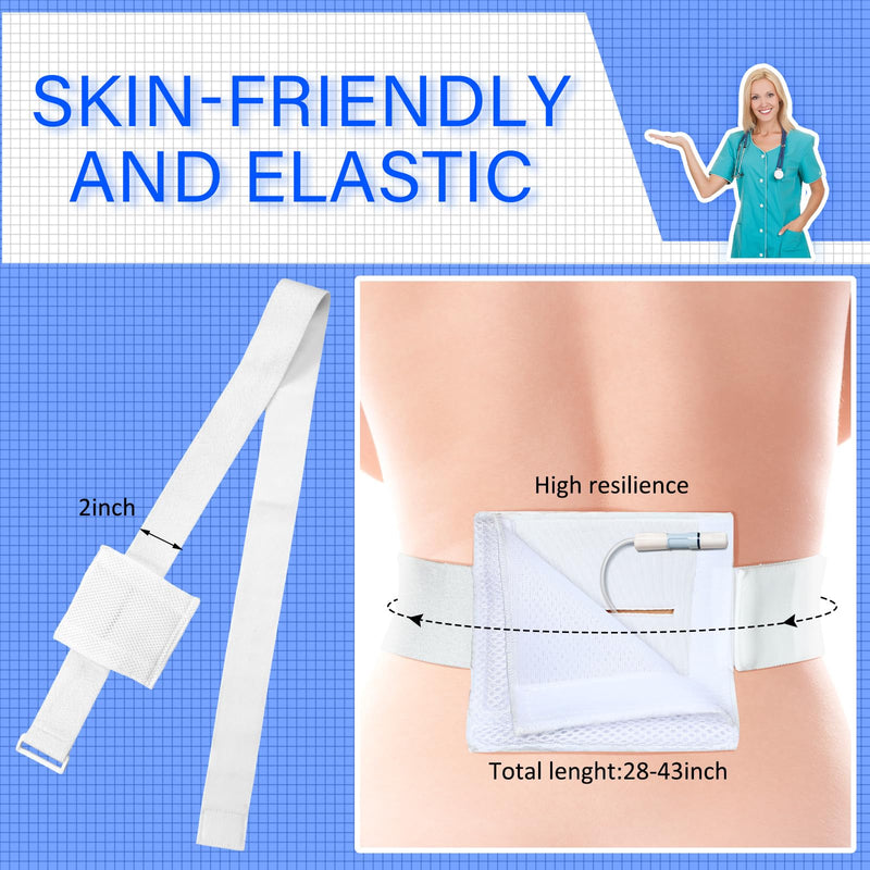 [Australia] - Tondiamo 2 Pcs Feeding Tube Holders Elastic PEG Feeding Tube Belt G Belt for Gastrostomy J PEG Peritoneal Dialysis Abdominal Pouch Pad Accessories, Adjustable and Washable, 28-43 Inch Waist 