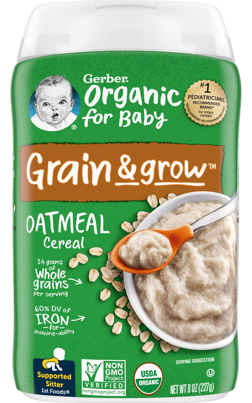 Gerber Baby Cereal, Organic Oatmeal, 8 Ounce