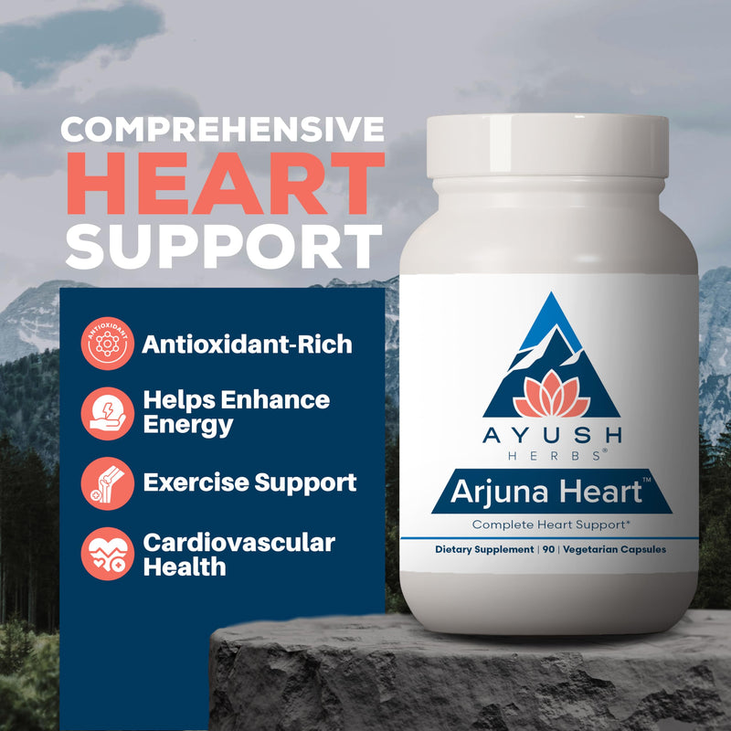 [Australia] - Ayush Herbs Arjuna Heart, Herbal Supplement for Heart Support, Heart-Protection Capsules for Men and Women, 90 Vegetarian Capsules 