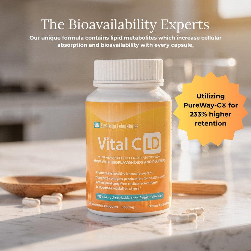 Vital C-LD - Enhanced Liposomal Vitamin C - 530mg Capsules - 120 Count 120 Count (Pack of 1)