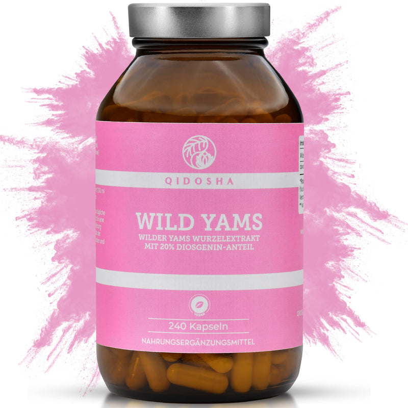 [Australia] - QIDOSHA® Wild Yam Root Extract, 240 pieces/glass, 1000mg Wild Yam Root Extract with 200mg Diosgenin per daily portion, Mexican Wild Yam capsules high dosage, vegan, made in Germany 