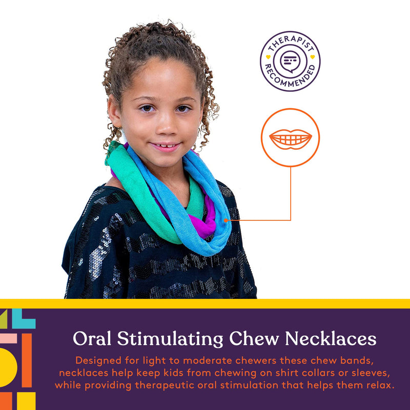 [Australia] - Special Supplies Chew Necklaces for Sensory Kids Boys and Girls, 6 Bands, Soft and Super Absorbent Terry Cloth, Shirt and Clothing Oral Stimulation Alternative, Reusable and Washable 