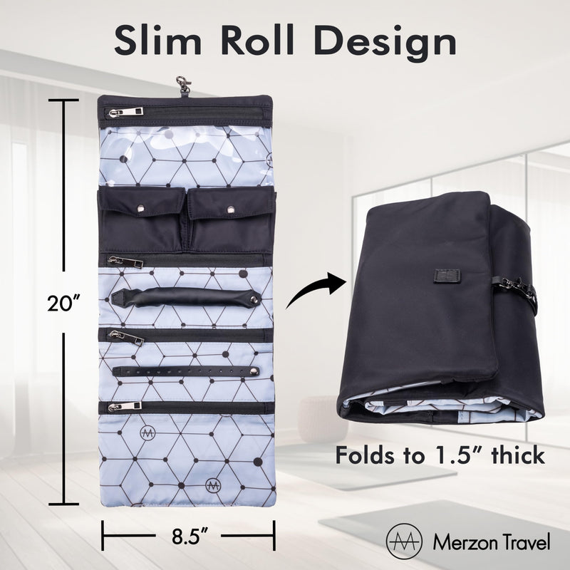 Diamond Jewelry Roll | HNG-731 Black | Foldable Jewelry Organizer, Slim Roll Design, Secure Storage for Rings, Necklaces, Earrings & Bracelets, Sturdy Nylon The Diamond Jewelry Roll (Black) One Size