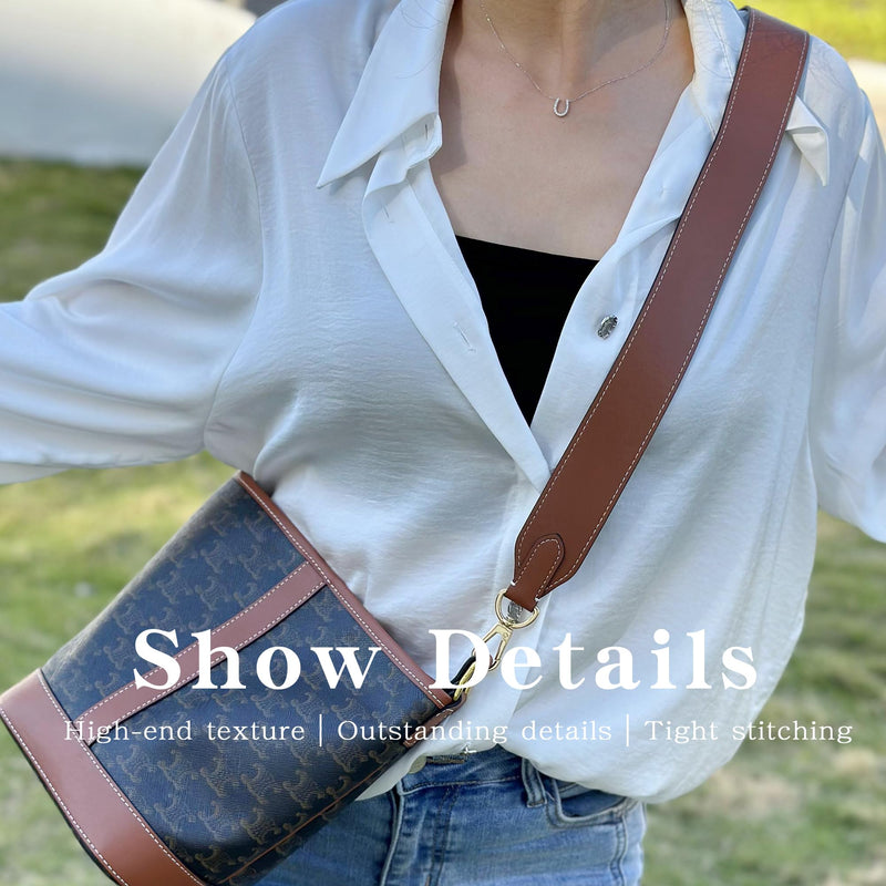 Vachetta Leather Strap for Celin Bucket Bag, Multi Length Handmade Cowhide Crossbody Purse Strap for Handbag 【1.5inch Wide 35.4inch Long, Caramel (Caramel Thread)】 Caramel ( Caramel Thread ) 【35.4inch Long】 1.5inch Wide